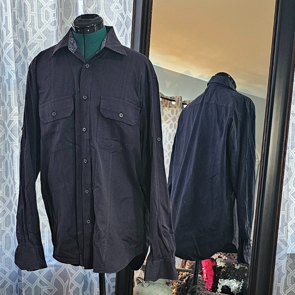 Bugatchi Uomo 100% Cotton Button‑Up Shirt – Size L